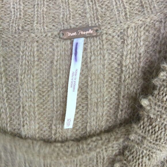 Free People Soft Fawn Alpaca Chunky Knit Mock Neck Sweater Brown Size XS - Picture 11 of 15
